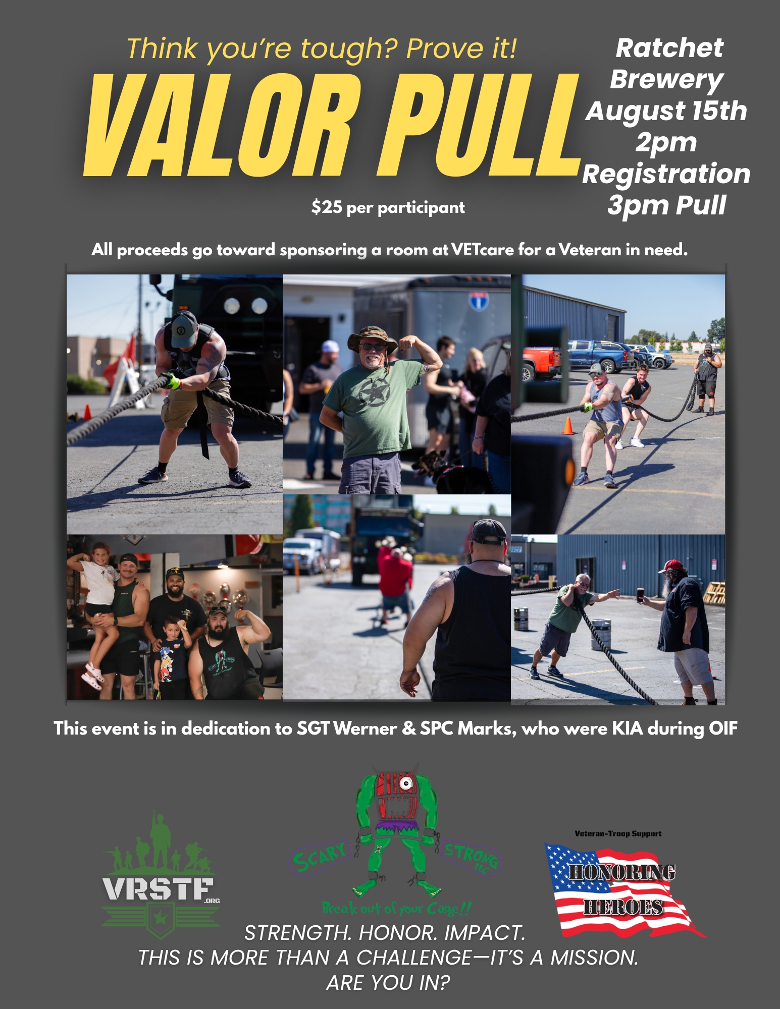 Valor Pull for Veterans event poster